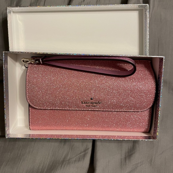 kate spade pink glitter wristlet